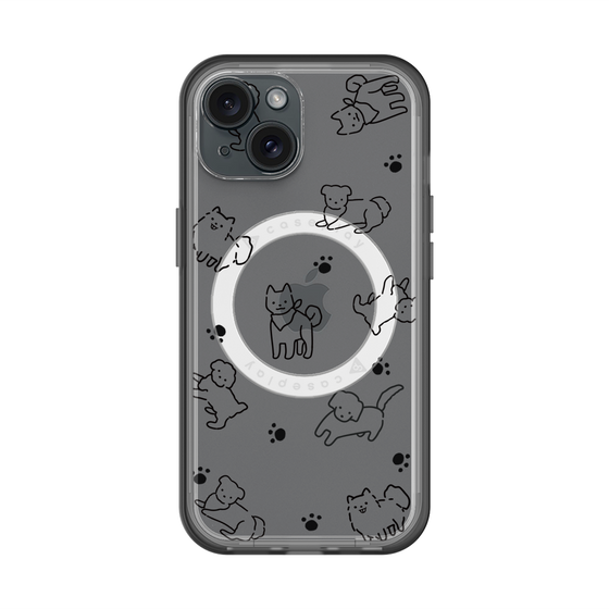 スリムプロテクションプレミアムケース with MagSafe［ オリジナル - CASEPLAYイヌ総柄 - black ］