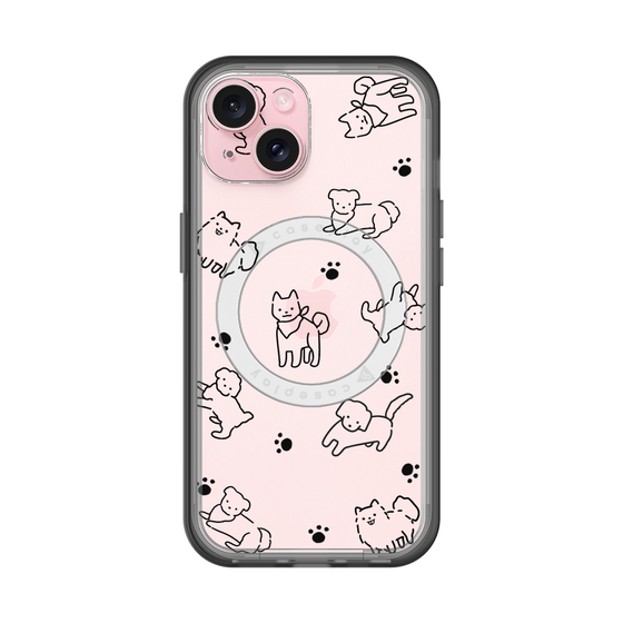 スリムプロテクションプレミアムケース with MagSafe［ オリジナル - CASEPLAYイヌ総柄 - black ］
