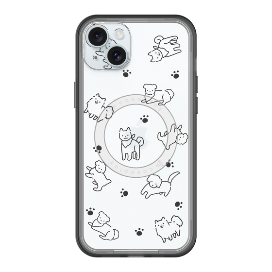 スリムプロテクションプレミアムケース with MagSafe［ オリジナル - CASEPLAYイヌ総柄 - black ］