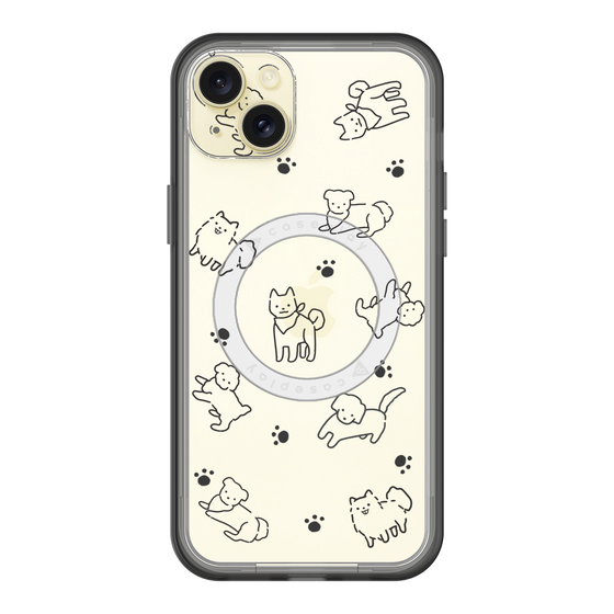 スリムプロテクションプレミアムケース with MagSafe［ オリジナル - CASEPLAYイヌ総柄 - black ］