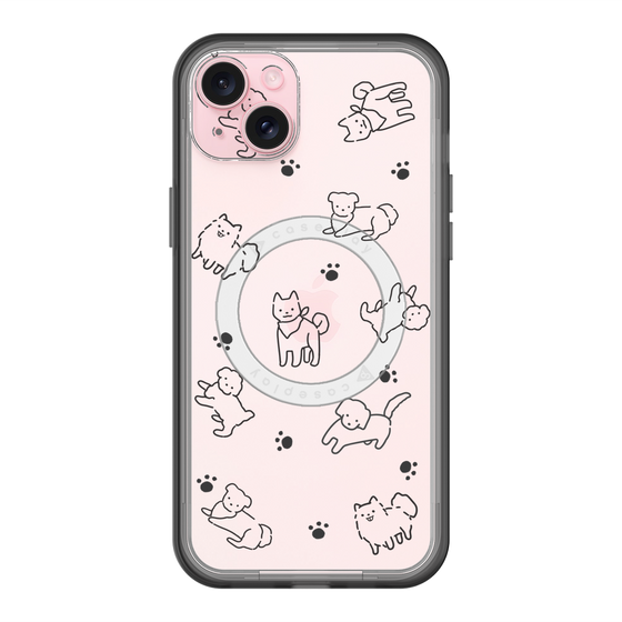 スリムプロテクションプレミアムケース with MagSafe［ オリジナル - CASEPLAYイヌ総柄 - black ］