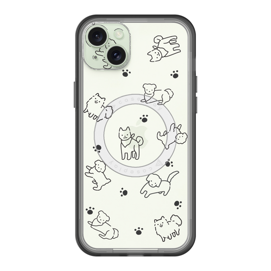 スリムプロテクションプレミアムケース with MagSafe［ オリジナル - CASEPLAYイヌ総柄 - black ］