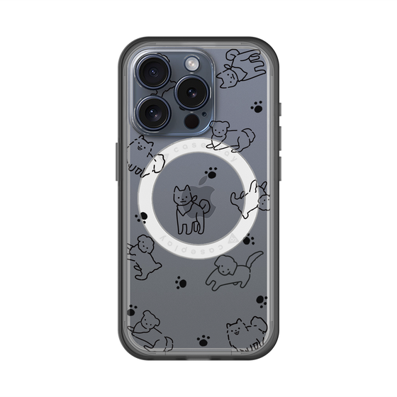 スリムプロテクションプレミアムケース with MagSafe［ オリジナル - CASEPLAYイヌ総柄 - black ］