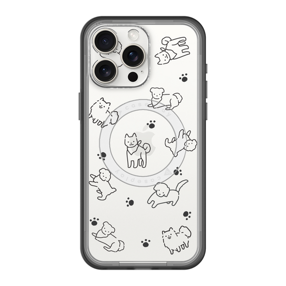 スリムプロテクションプレミアムケース with MagSafe［ オリジナル - CASEPLAYイヌ総柄 - black ］