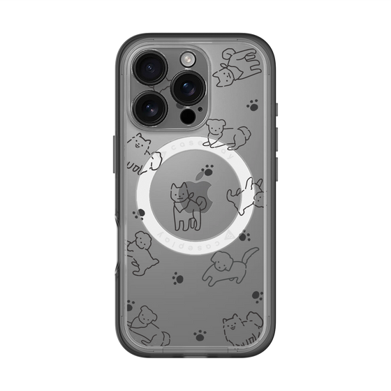 スリムプロテクションプレミアムケース with MagSafe［ オリジナル - CASEPLAYイヌ総柄 - black ］