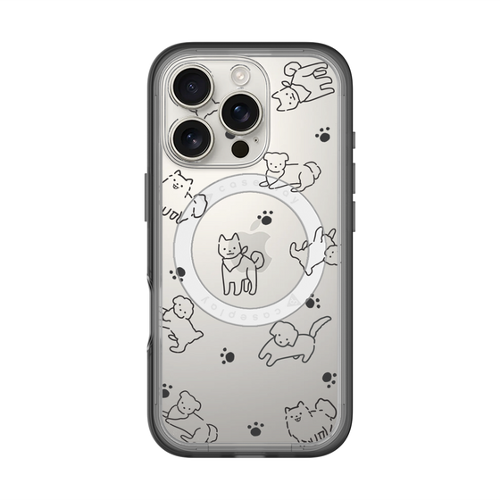 スリムプロテクションプレミアムケース with MagSafe［ オリジナル - CASEPLAYイヌ総柄 - black ］