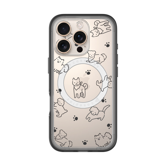 スリムプロテクションプレミアムケース with MagSafe［ オリジナル - CASEPLAYイヌ総柄 - black ］