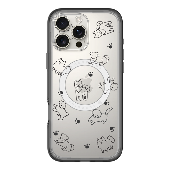 スリムプロテクションプレミアムケース with MagSafe［ オリジナル - CASEPLAYイヌ総柄 - black ］