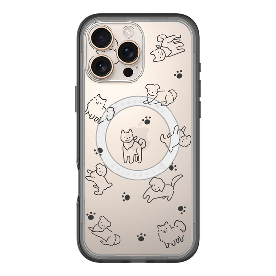 スリムプロテクションプレミアムケース with MagSafe［ オリジナル - CASEPLAYイヌ総柄 - black ］