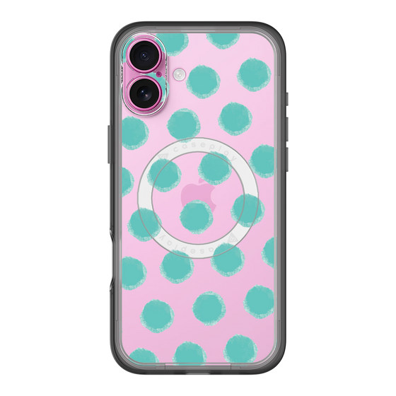 スリムプロテクションプレミアムケース with MagSafe［ オリジナル - 推し色水玉 - グリーン ］