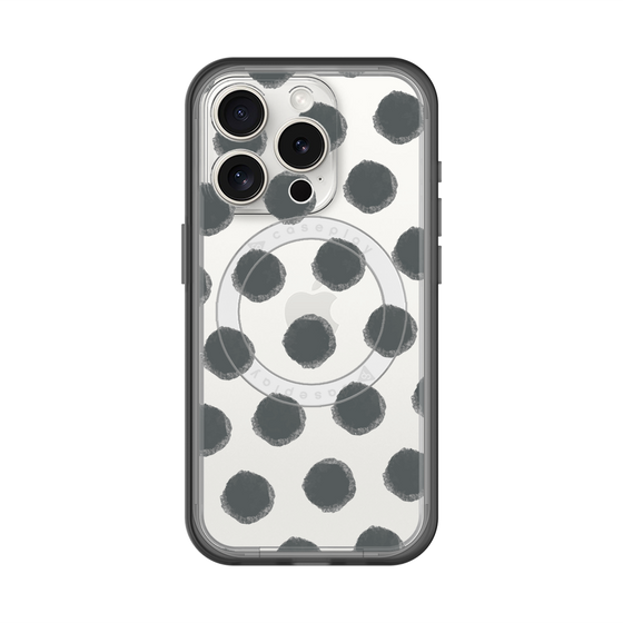 スリムプロテクションプレミアムケース with MagSafe［ オリジナル - 推し色水玉 - ブラック ］