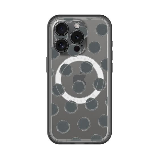 スリムプロテクションプレミアムケース with MagSafe［ オリジナル - 推し色水玉 - ブラック ］