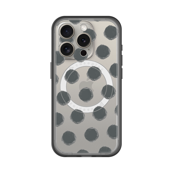 スリムプロテクションプレミアムケース with MagSafe［ オリジナル - 推し色水玉 - ブラック ］