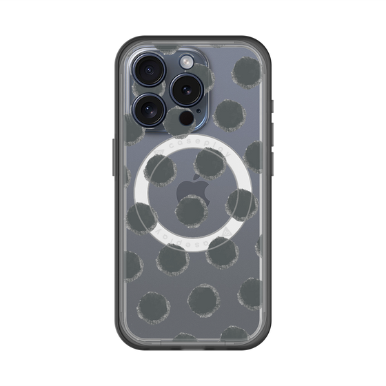 スリムプロテクションプレミアムケース with MagSafe［ オリジナル - 推し色水玉 - ブラック ］