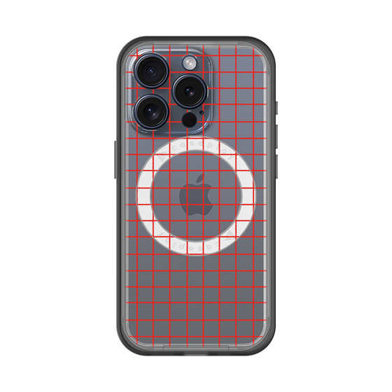スリムプロテクションプレミアムケース with MagSafe［ オリジナル - 推し色チェック - レッド ］