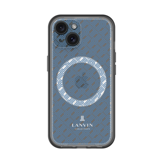 スリムプロテクションプレミアムケース with MagSafe［ LANVIN COLLECTION - ロゴパターン - ブルー ］