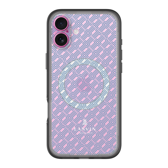 スリムプロテクションプレミアムケース with MagSafe［ LANVIN COLLECTION - ロゴパターン - ブルー ］