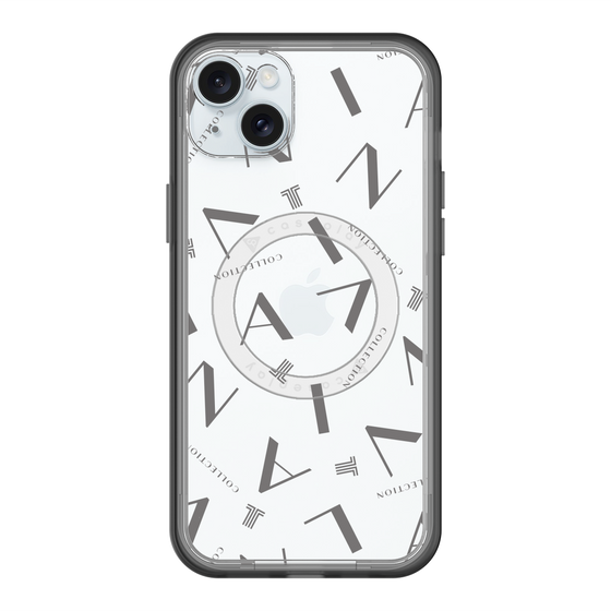 スリムプロテクションプレミアムケース with MagSafe［ LANVIN COLLECTION - タイポグラフィ - グレー ］
