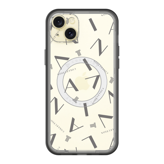 スリムプロテクションプレミアムケース with MagSafe［ LANVIN COLLECTION - タイポグラフィ - グレー ］