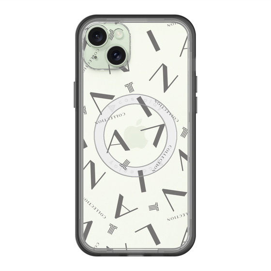 スリムプロテクションプレミアムケース with MagSafe［ LANVIN COLLECTION - タイポグラフィ - グレー ］