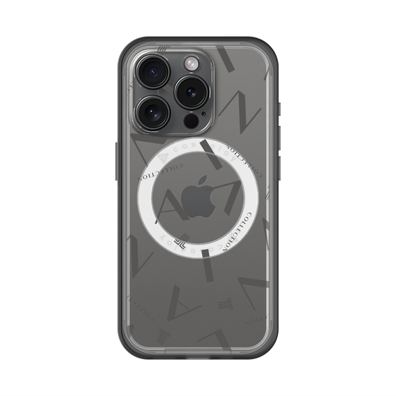 スリムプロテクションプレミアムケース with MagSafe［ LANVIN COLLECTION - タイポグラフィ - グレー ］