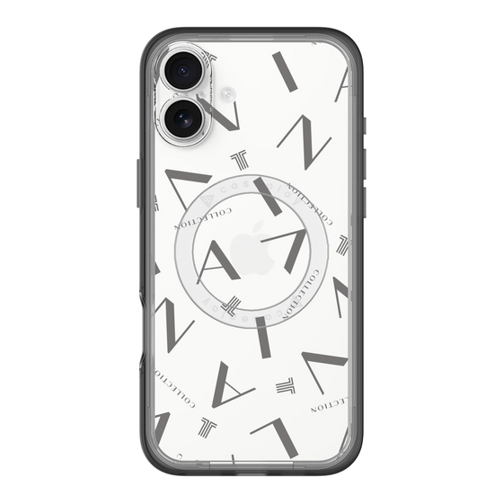 スリムプロテクションプレミアムケース with MagSafe［ LANVIN COLLECTION - タイポグラフィ - グレー ］