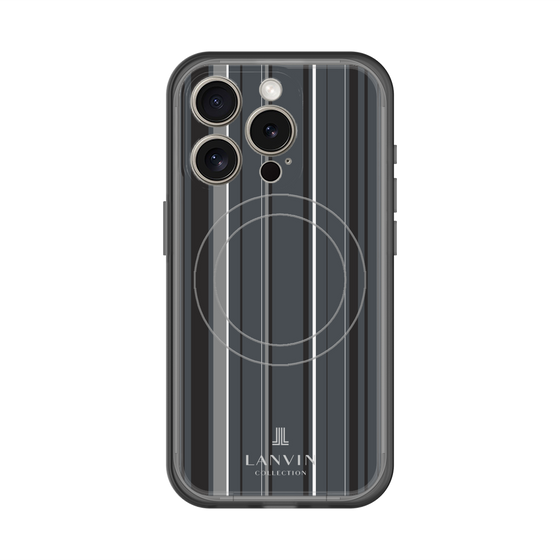 スリムプロテクションプレミアムケース with MagSafe［ LANVIN COLLECTION - ストライプ - グレー ］