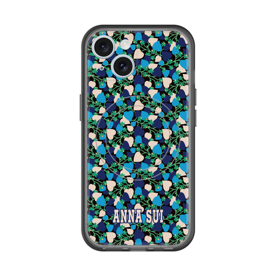 スリムプロテクションプレミアムケース with MagSafe［ ANNA SUI - HEARTS VINE - BLUE ］