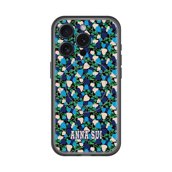 スリムプロテクションプレミアムケース with MagSafe［ ANNA SUI - HEARTS VINE - BLUE ］