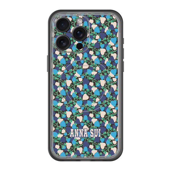 スリムプロテクションプレミアムケース with MagSafe［ ANNA SUI - HEARTS VINE - BLUE ］