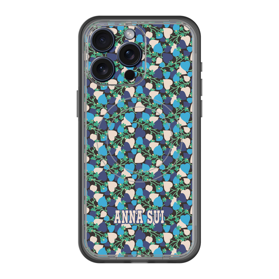 スリムプロテクションプレミアムケース with MagSafe［ ANNA SUI - HEARTS VINE - BLUE ］