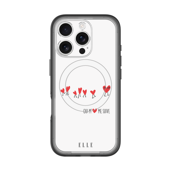 スリムプロテクションプレミアムケース with MagSafe［ ELLE - Let who love me follow me - ホワイト ］