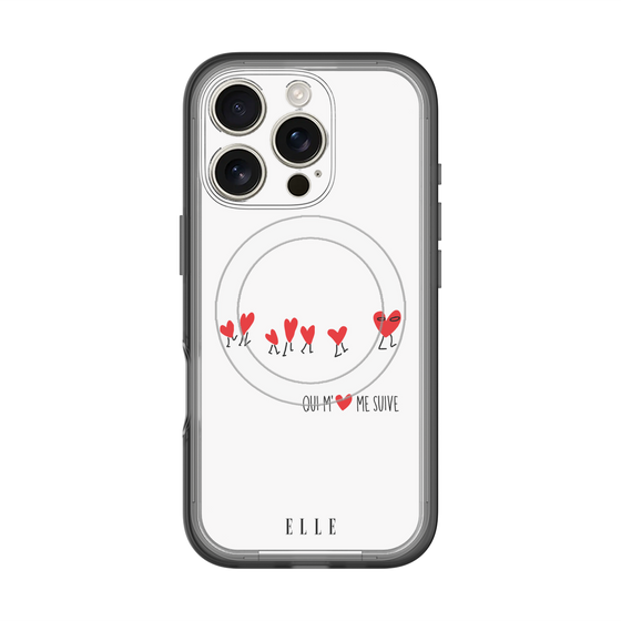 スリムプロテクションプレミアムケース with MagSafe［ ELLE - Let who love me follow me - ホワイト ］