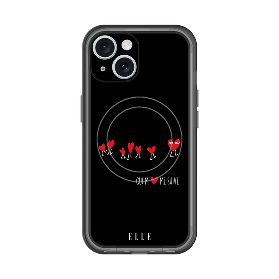 スリムプロテクションプレミアムケース with MagSafe［ ELLE - Let who love me follow me - ブラック ］