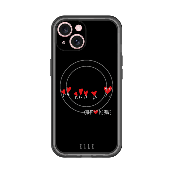 スリムプロテクションプレミアムケース with MagSafe［ ELLE - Let who love me follow me - ブラック ］