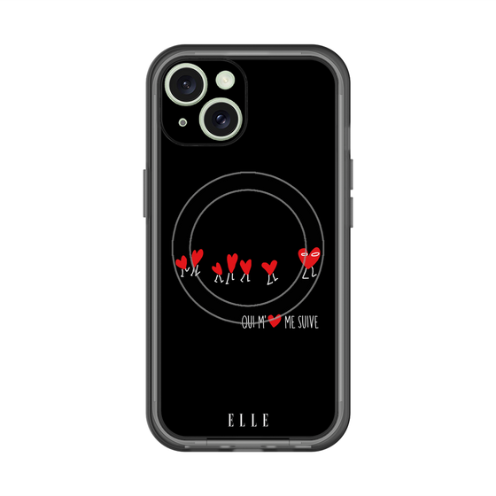 スリムプロテクションプレミアムケース with MagSafe［ ELLE - Let who love me follow me - ブラック ］