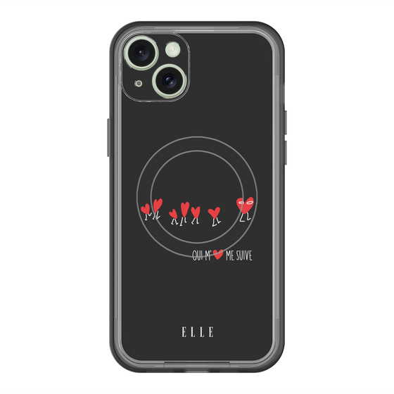スリムプロテクションプレミアムケース with MagSafe［ ELLE - Let who love me follow me - ブラック ］