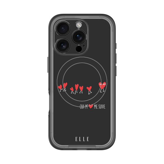 スリムプロテクションプレミアムケース with MagSafe［ ELLE - Let who love me follow me - ブラック ］