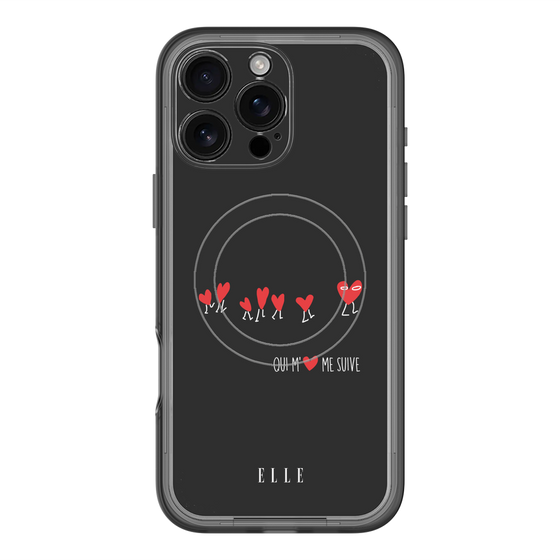 スリムプロテクションプレミアムケース with MagSafe［ ELLE - Let who love me follow me - ブラック ］