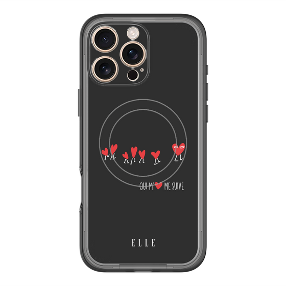 スリムプロテクションプレミアムケース with MagSafe［ ELLE - Let who love me follow me - ブラック ］