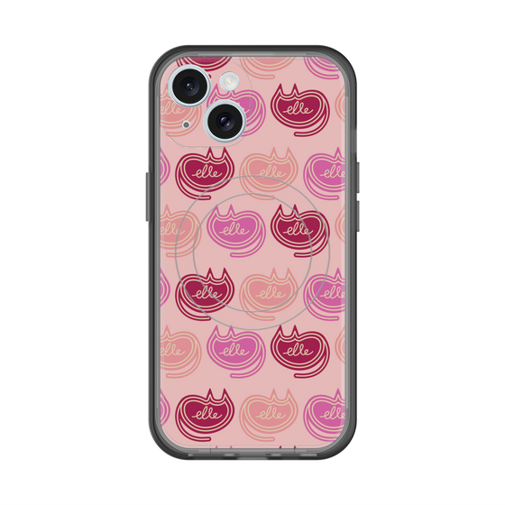 スリムプロテクションプレミアムケース with MagSafe［ ELLE - Cat Pattern - ピンク ］