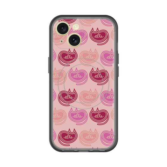 スリムプロテクションプレミアムケース with MagSafe［ ELLE - Cat Pattern - ピンク ］