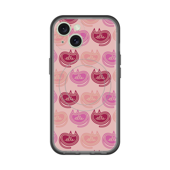 スリムプロテクションプレミアムケース with MagSafe［ ELLE - Cat Pattern - ピンク ］