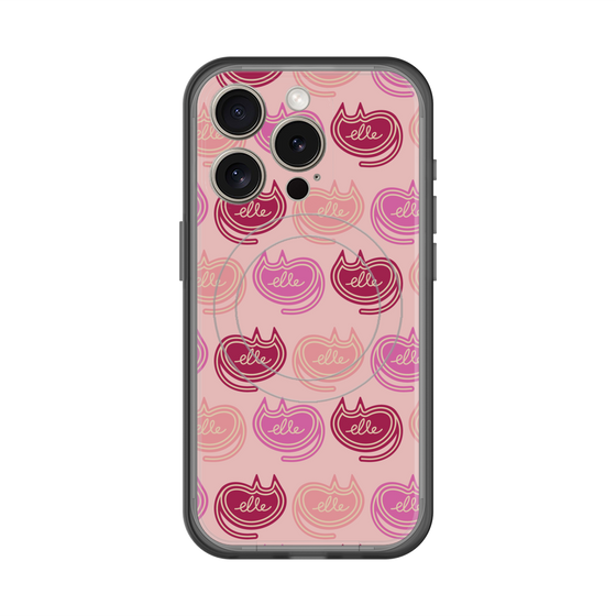 スリムプロテクションプレミアムケース with MagSafe［ ELLE - Cat Pattern - ピンク ］
