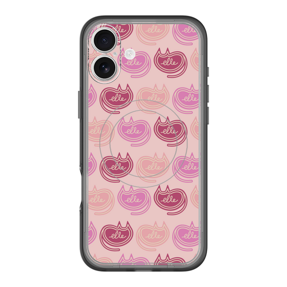 スリムプロテクションプレミアムケース with MagSafe［ ELLE - Cat Pattern - ピンク ］
