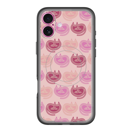 スリムプロテクションプレミアムケース with MagSafe［ ELLE - Cat Pattern - ピンク ］