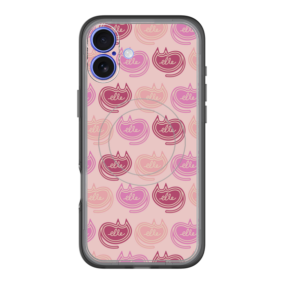 スリムプロテクションプレミアムケース with MagSafe［ ELLE - Cat Pattern - ピンク ］
