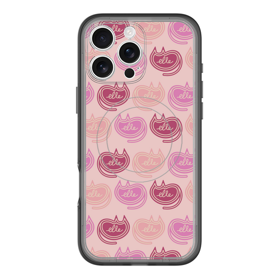スリムプロテクションプレミアムケース with MagSafe［ ELLE - Cat Pattern - ピンク ］