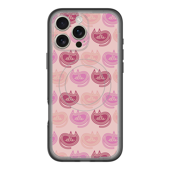 スリムプロテクションプレミアムケース with MagSafe［ ELLE - Cat Pattern - ピンク ］