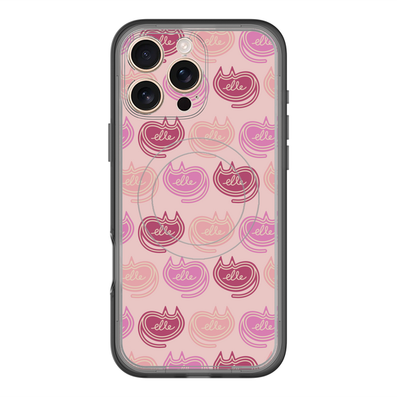 スリムプロテクションプレミアムケース with MagSafe［ ELLE - Cat Pattern - ピンク ］